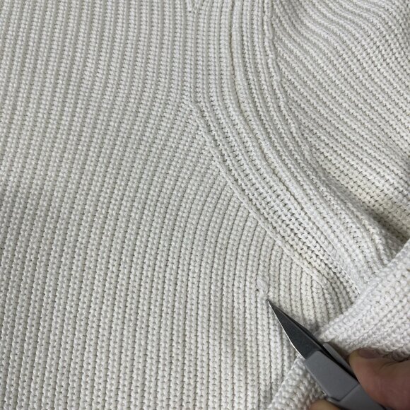 Zara Sweater Mens Medium White Ribbed Quarter Zip Pullover Cotton Knit Bulgaria - Picture 12 of 12